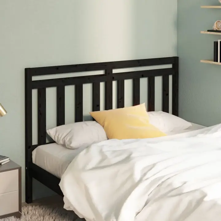 vidaXL Cabecero de cama madera maciza de pino negro 166x4x100 cm - 1