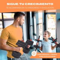 Mancuernas ajustables 2 en 1 Mobiclinic® ExtenFit Peso de 2-20 kg Incluye mancuernas y barra de extensión acolchada Tuercas antideslizantes Acero resistente Gym en casa - details 2