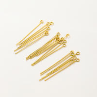 100pcs Alfileres De Cabeza Redonda Pintados De Oro 14K 18K 16-50mm Para Fabricación De Joyas Encuentros De Metal De Cobre Planos Con Ojo Suministros Para DIY - details 16
