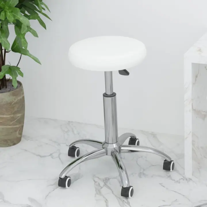 vidaXL Silla de oficina giratoria de cuero sintético blanco - 1