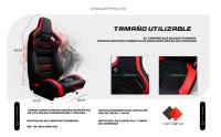 MODAUTO Semibaquet S.E Cuero Negro/Parches  y Respaldo Fibra Carbono,Semibaquet Deportivo,Adaptable para Coches,Ríeles Incluidos,para Coche y Simulador de Conducción - details 2
