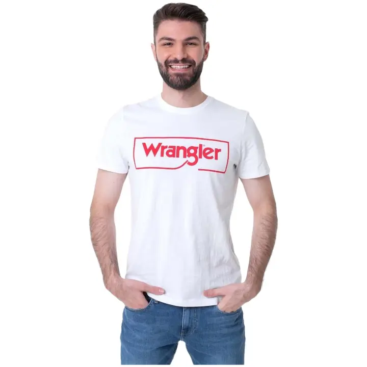 Camiseta de Manga Corta Wrangler Frame Logo para hombre en color blanco - 1