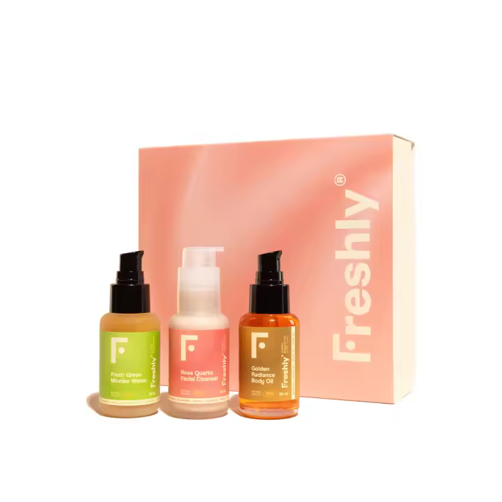 Freshly – Rutina limpieza facial y cuidado corporal - Double Cleanse & Body Oil + neceser de regalo - 1
