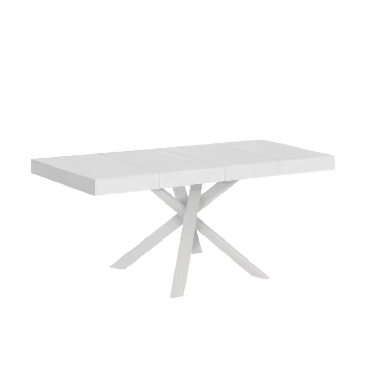 Mesa extensible 90x90/194 cm Clerk Premium tablero Fresno Blanco - Patas Blancas - 1