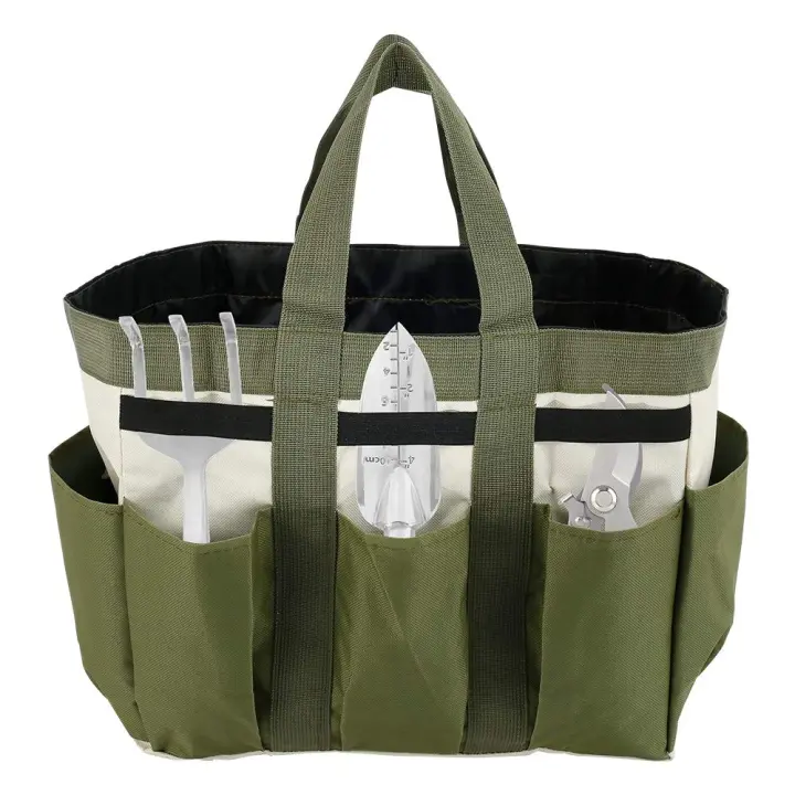 Bolsa de jardinería multiusos 600D Oxford con 8 bolsillos, correas elásticas y asas - Organizador y almacenamiento de herramientas de jardín - Regalo ideal para entusiastas de la jardinería - 1
