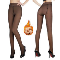 Geshop Pantys Térmicos Efecto Piel Translúcidas Medias Térmicas Efecto Piel para Mujer 680 DEN /900 DEN Afelpado Térmico para Invierno, Color Negro Translúcido Efecto piel real. - details 1