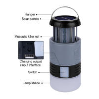 Lámpara Solar LED De Repelente De Mosquitos Con Choque Eléctrico UV Luz De Camping Recargable Iluminación Exterior Emergencia - details 2