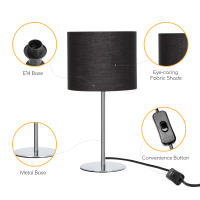 Aigostar - Lámpara de Mesa Clásica, Porlámparas de Casquillo Fino E14, Lámpara Decorativa Clásica con Base de Acero Brillante y Tulipa Negra, Perfecta para Mesa de Noche o Decorar Cualquier Estancia - details 4