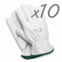 Pack de 10 pares de guantes de trabajo de cuero Talla 9 | Guante piel flor vacuno | T9 | 3L - details 0