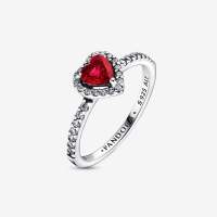 Anillo PANDORA Corazón Rojo Brillante - Corazón Rojo en Relieve - Pandora Timeless - Plata de primera ley - 198421C02 - details 0