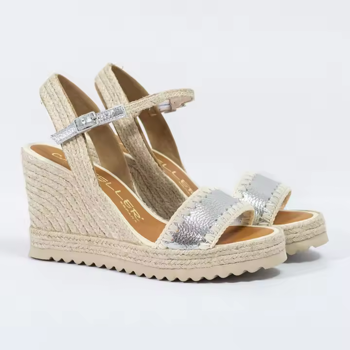 Alpargatas Casteller Piel Metalizada Plata Modelo 8777 - 1