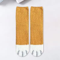 Calcetines De Piel Suave Para Mujer Invierno Caloroso Con Diseño De Pata De Gato Y Huella Dactilar Calcetines De Poliéster Talla Única Para Uso Doméstico Y Dormir - details 5