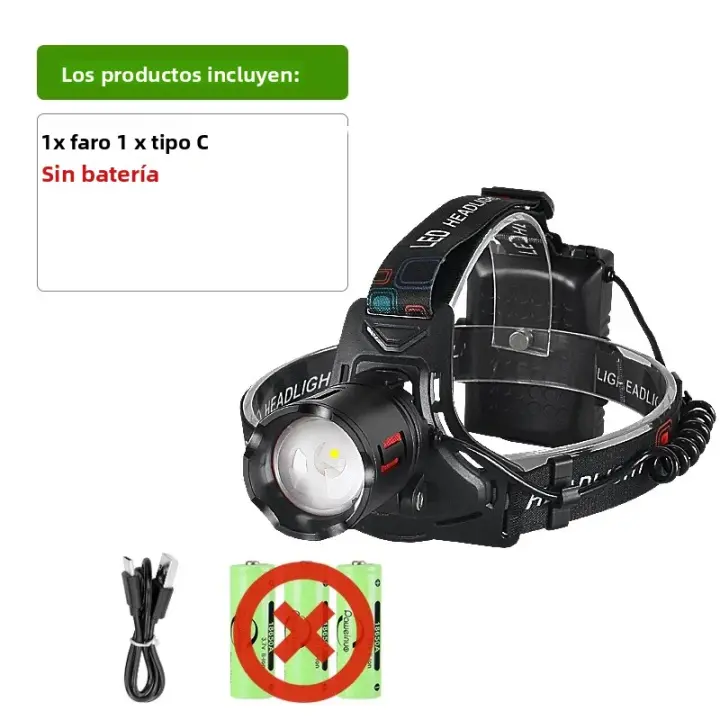 Linterna Frontal LED Ultra Potente 350000000 4000M Rechargeable Para Pesca Y Caza Con Fuente De Luz LED 18650 Impermeable - 1
