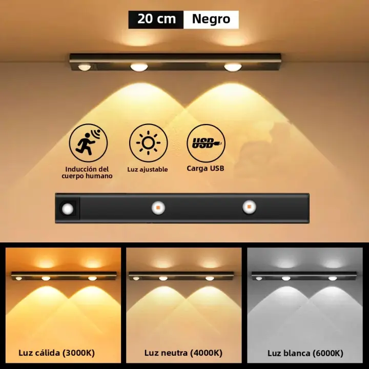 Luz Nocturna LED Con Sensor De Movimiento Inalámbrica Ultra Delgada Para Cocina Armario Dormitorio Iluminación Interior USB Para Refrigerador De Vino - 1