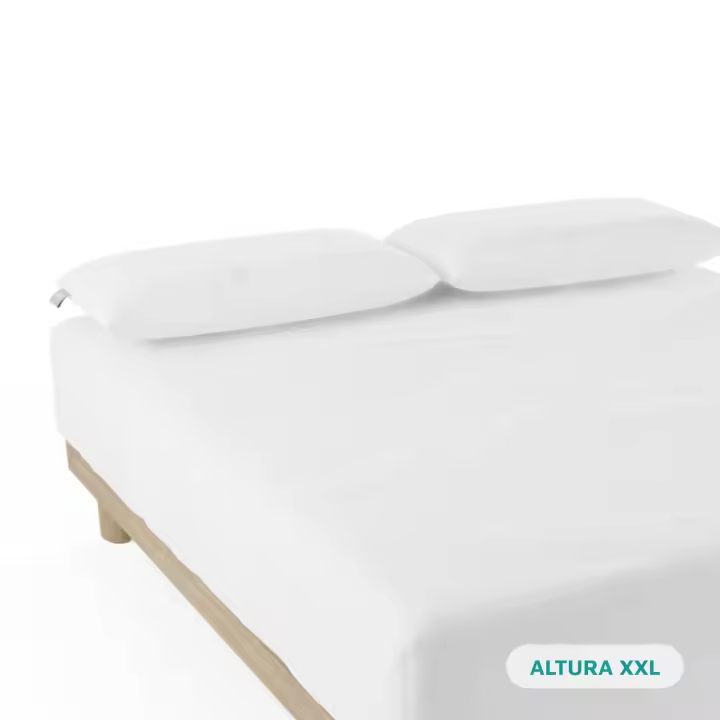 Nalui Sábana Bajera  Blanco 100% Algodón 180 Hilos (Camas max 34cm), Suave, Fresca, Transpirable, Lavable a 30ºC - 1
