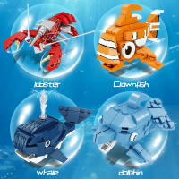 Set De Bloques De Construcción Sea World Para Niños Mini Modelos Marinos De Ballena Lobo Y Peces Clown DIY Creativo Regalo De Cumpleaños - details 1