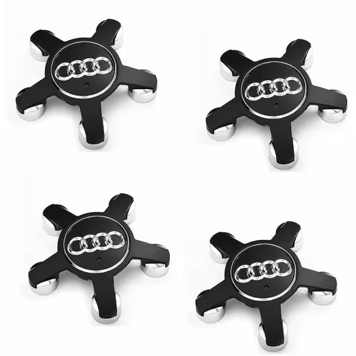 Juego de 4 tapacubos 4f0601165 N Emblema de rueda, para tapacubos de 135 mm para Audi (negro) - 1