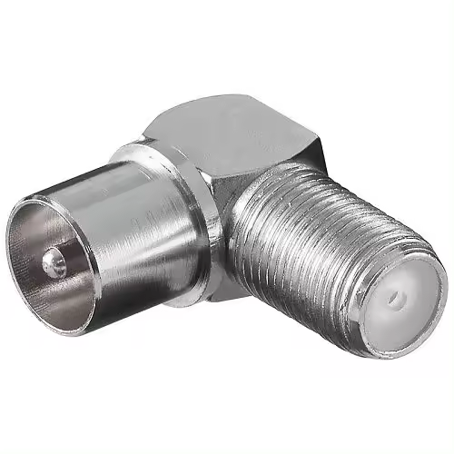 CABLEPELADO Adaptador de Antena Hembra a Macho | Adaptador de Tipo F Hembra a TV coaxial Macho | Conector satélite Antena Macho Hembra | Apto para TV Ariel BK LED 4K 3D UHD TV | Acodado 90º - 1