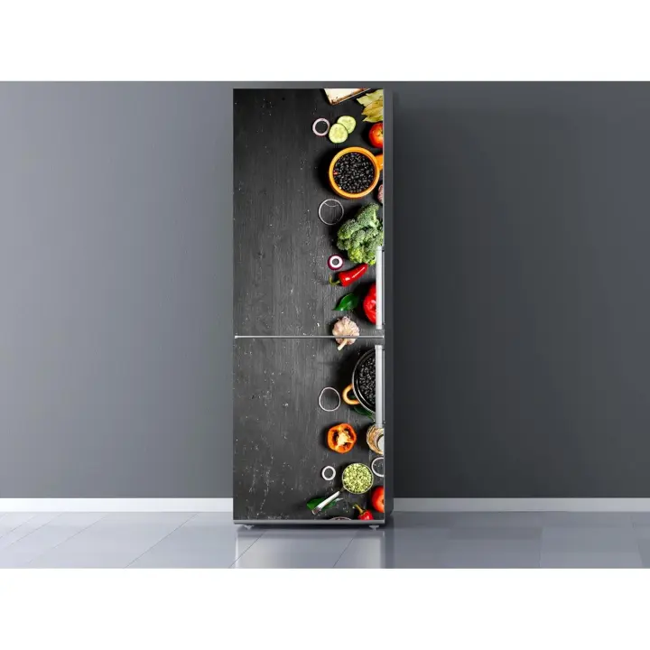 Oedim Vinilo para Frigorífico Dibujo Verdura 185x70cm  Adhesivo Resistente y Económico  Pegatina Adhesiva Decorativa de Diseño Elegante - 1