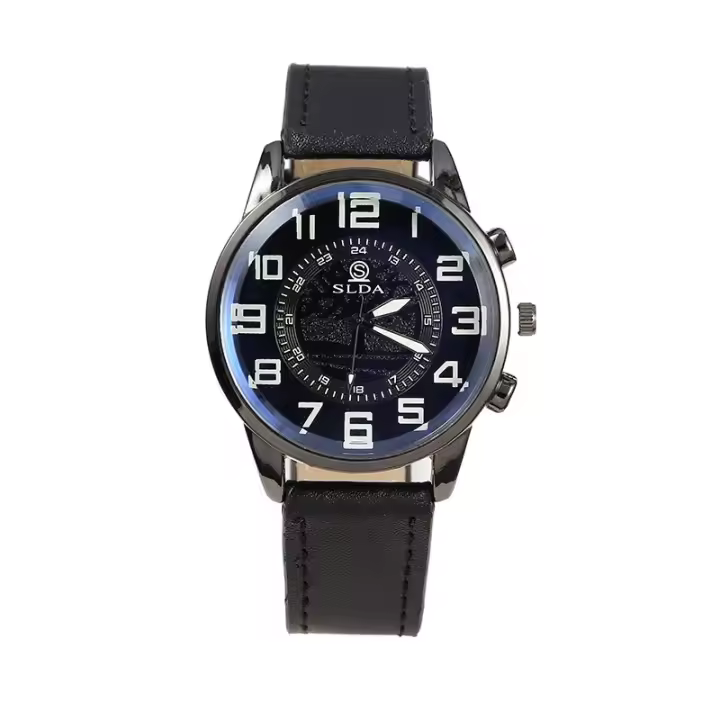 Reloj Deportivo De Moda 2024 Para Hombres Reloj Digital Trendy Con Cinta PU Cuero Reloj De Cuarzo Estudiante Resistentes Al Agua - 1