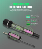 Micrófono Inalámbrico UHF Rechargeable 2 Canales Microfonos Dinámicos Ajustable Frequence Para Escenario 200 Pies DL602 - details 7