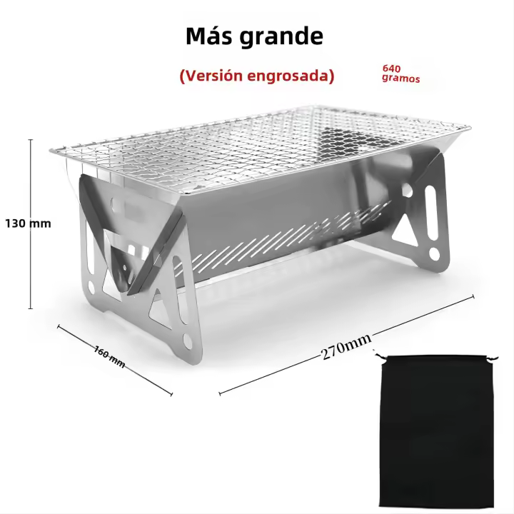 Barbacoa De Acero Inoxidable Multi-Funcional Para Camping Con Soporte De Horno Y Malla De Combustible Para Tiendas De Alimentos Calientes - 1