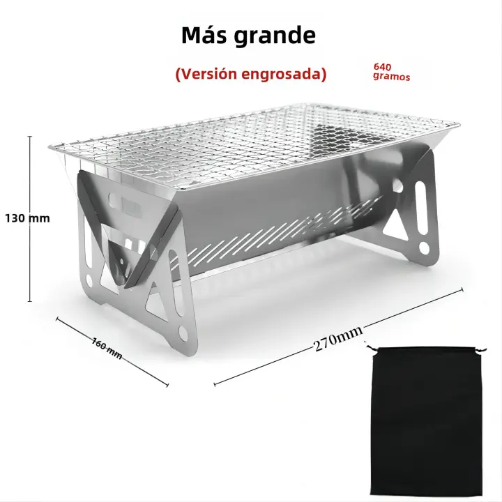 Barbacoa De Acero Inoxidable Multi-Funcional Para Camping Con Soporte De Horno Y Malla De Combustible Para Tiendas De Alimentos Calientes - 1