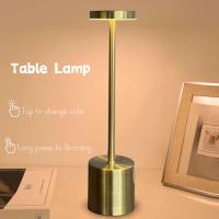 Lámpara De Mesa LED Recargable Táctil Con Metal En Tres Colores Luz Ambiental Creativa Para La Cama Decoración Exterior Luz Nocturna - details 0