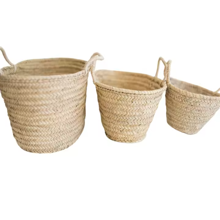 Pack de 3 capazos de palma de tamaño diferente incluye mini pequeño y mediano Capazo mini – 20cm x 12cm de alto Capazo pequeño – 23cm x 16cm de alto Capazo mediano – 30cm x 18cm de alto - 1