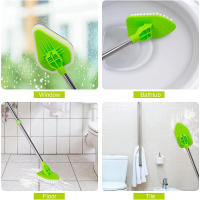 Cepillo De Limpieza Para Azulejos 3 En 1 Con Mango Largo Escobilla De Limpieza Para Baño Y Piso Esponja Triangular Rotatoria De 180° Retráctil De Plástico Acero Inoxidable Y Microfibra - details 4