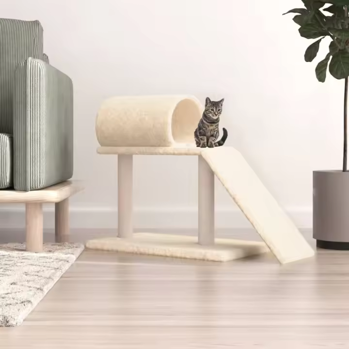 vidaXL Rascador para Gatos con Túnel y Escalera Árbol de Escalada Color Crema,  Gris claro,  Gris oscuro y mas - 1