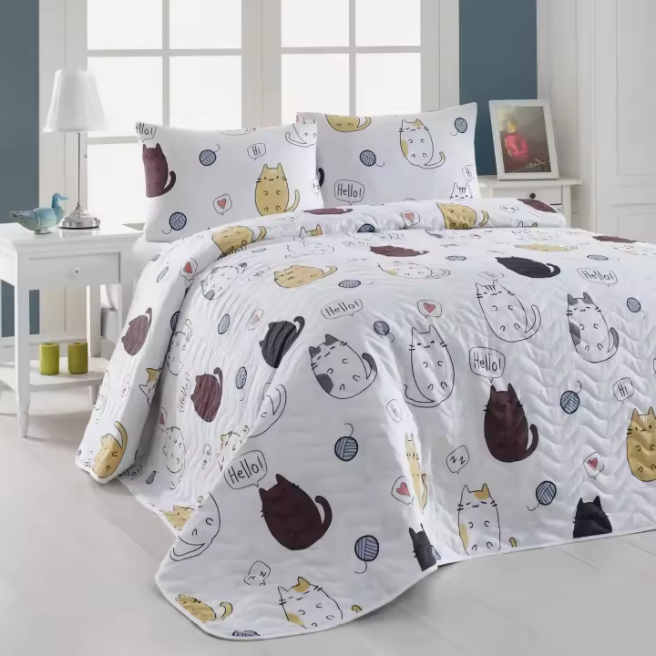 Acolchado Wellhome - Modelo Edredón 250x200 Blanco Marrón Gris - 65% Algodón / 35% Poliéster - 1