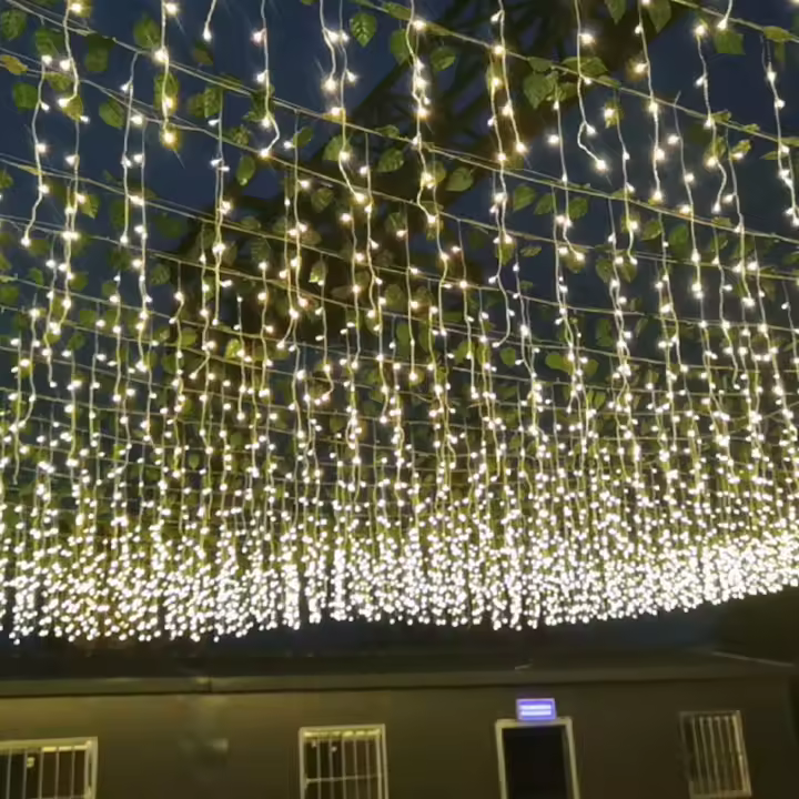 Luces De Navidad De Hiedra LED Icicle Cortina 4M(W)*0.6M(H) Flash Fairy String Para Decoración De Año Nuevo Boda Fiesta Exterior - 1