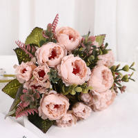Decorativo Mini Peonía Artificial Para Centro De Mesa Y Boda Bouquet De Flores Sintéticas Vintage Para Exhibición En El Hogar - details 4