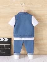Conjunto De 3 Piezas Para Niños Y Niñas Ropa De Verano Algodón Y Poliéster Estilo Retro Comodidad Viaje Exterior Unisex - details 1