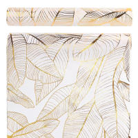Mantelizador De Organza Metálica Con Hoja Dorada Para Decoración De Mesa En Casa Y Cocina Fiesta Material 100% Poliéster - details 1