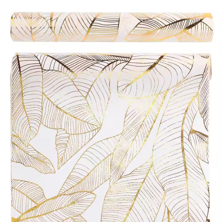 Mantel De Organza Metálica Con Hoja Dorada Para Decoración De Mesa En Casa Y Cocina Fiesta Material 100% Poliéster - 1