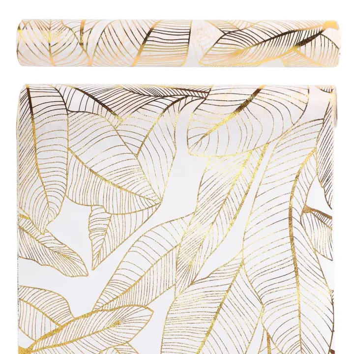 Mantel De Organza Metálica Con Hoja Dorada Para Decoración De Mesa En Casa Y Cocina Fiesta Material 100% Poliéster - 1
