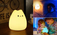 Lámpara Nocturna De Gato Lindo Para Niños 7 Colores Control Por Toque Ahorro De Energía LED Regalos Lindos Para Niñas Y Niños Luz De Dormitorio De Silicona - details 1