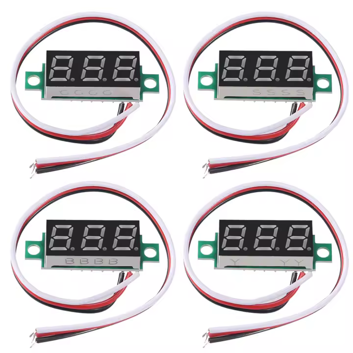 4pcs Mini Voltímetro Digital 0-100V Con Pantalla LED De 0.28 Pulgadas Medidor De Voltaje Regulador De Corriente Tipo Integrado - 1