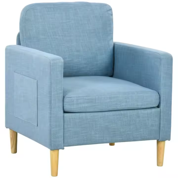 Butaca Alves Homcom 2 bolsillos laterales azul claro 87x73x79 cm - 1
