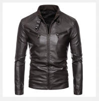 Chaqueta De Cuero Para Hombre Estilo Casual Moto Outdoor Primavera Otoño Cuello Alto Ajustada Para Otoño Y Invierno - details 7