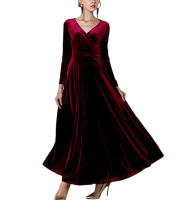 Vestido Largo De Veludo Elegante Para Fiesta De Noche V-Neck Vestido Formal De Mujer Vestido Maxi De Autum 2023 Cierre Pullover Polyester - details 3