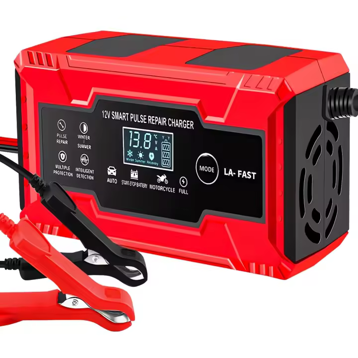 Cargador de badería inteligente de 12 V/24 V Y 6 A con función de mantenimiento y reparación automática para baterías de plomo-ácido, gel, mecanismo/Parada EFB, arranque/Parada AGM para motortetas, Automóviles y vehículos utilitarios Pequeños. - 1