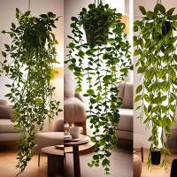Vine Artificial De Eucalipto Para Decoración De Hogar Y Bodas Plástico Hojas Colgantes Falso Rattan Ivy Uso Exterior Y Exposición - details 17