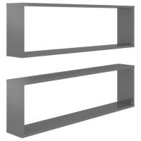 vidaXL Estantes cubo de pared 2 uds contrachapado 100x15x30 cm Blanco, Negro, Gris Mueble Almacenaje Estantería para Oficina, Estudio, Dormitorio Estantería/Librería/ mueble de Almacenamiento - details 3