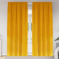 Cortinas Blackout vidaXL con cinta superior 2 piezas Mostaza Amarillo Terciopelo - details 0