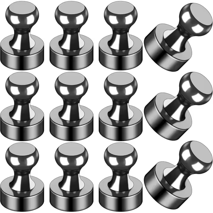 12 imanes negros para nevera, pequeños y fuertes, para pizarra, oficina, aula, mapas, accesorios de cocina y oficina - 1