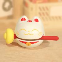 1 Pc Zen Block Drum Mokugyo En Forma De Gato Afortunado Adorno De Madera Para Templo Juguete De Percusión Ornamento Budista De Meditación - details 11