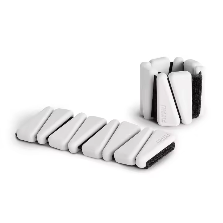 FITFIU Fitness RECTANCULAR WRIST - Kit de 2 pulseras de pesos de 0,5kg cada una de acero en silicona blanda blanca para añadir resistencia en muñecas y tobillos, SHAPES COLLLECTION - 1